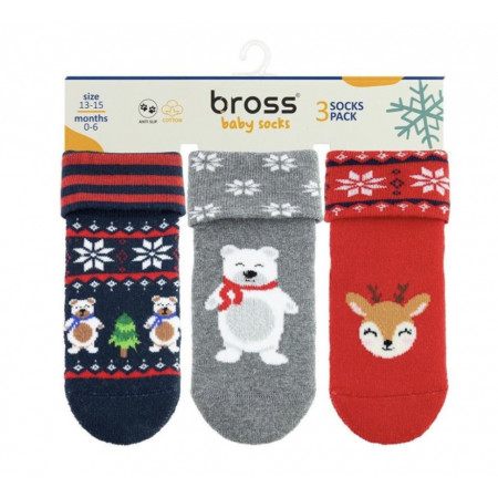 Шкарпетки 10423 Christmas - 3 пари (махра стопери) Bross