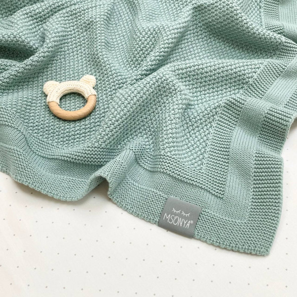 Плед Рогожка м'ята темна (в'язка) 100х80 см