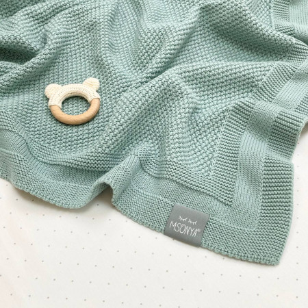 Плед Рогожка м'ята темна (в'язка) 100х80 см