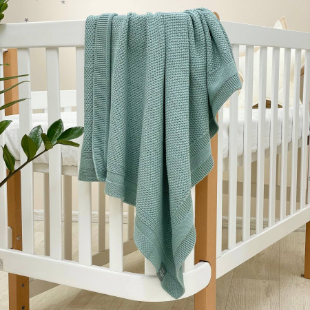 Плед Рогожка м'ята темна (в'язка) 100х80 см