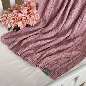 Плед Ромб/Коса суха троянда (в'язка) 100х80 см 2