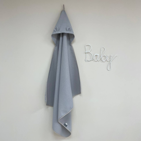 Рушник-куточок сірий вафля дитячий, 90х100 см 2