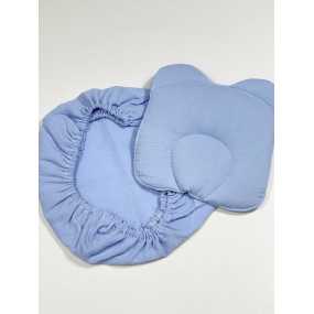 Комплект 2405 синьо-блакитний (муслін) конверт, подушка 2