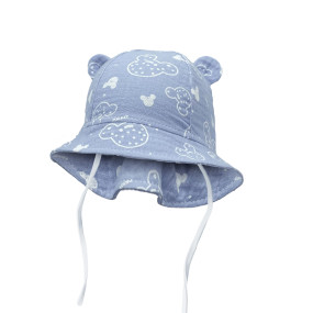 Панама "Ромчик" зайці блакитний (муслін) на зав'язках 2