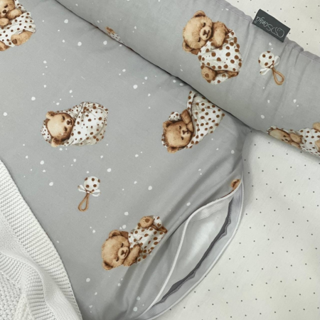 Кокон "Ведмедик у ковдрі" сірий Baby Design