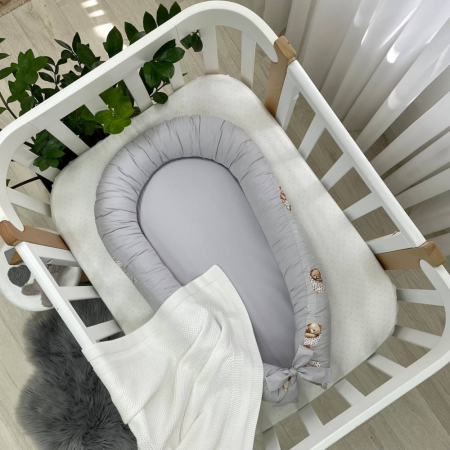 Кокон "Ведмедик у ковдрі" сірий Baby Design