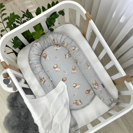 Кокон "Ведмедик у ковдрі" сірий Baby Design