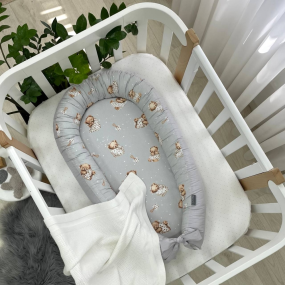 Кокон "Ведмедик у ковдрі" сірий Baby Design