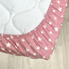 Простинка на резинці "Зірка розсип" біл. на рож. (поплін) 2