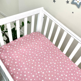 Простинка на резинці "Зірка розсип" біл. на рож. (поплін)