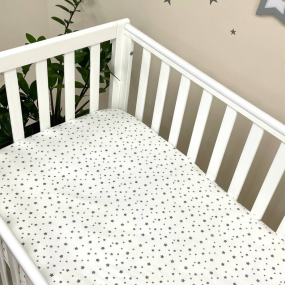 Простинка на резинці "Зорепад" сір. на білому (поплін) 60х120см