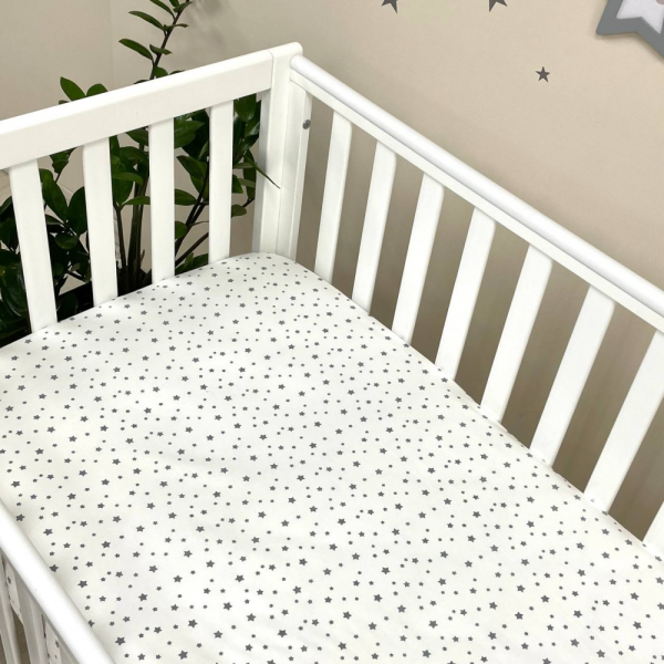 Простинка на резинці "Зорепад" сір. на білому (поплін) 60х120см