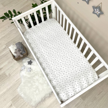 Простинка на резинці "Зорепад" сір. на білому (поплін) 60х120см