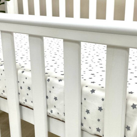 Простинка на резинці "Зорепад" сір. на білому (поплін) 60х120см