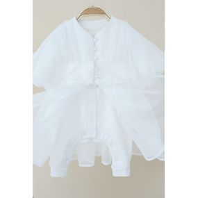 Чоловічок-сукня "Viola" молочний з шапочкою (двонитка/шифон) 2