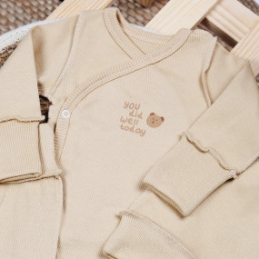 Комплект 134-1109 пісочний (боді, повзунки, шапочка), демі 2