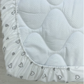 Простынь на резинке "Сердечка" сер. на белом (поплин) 60х120см 2
