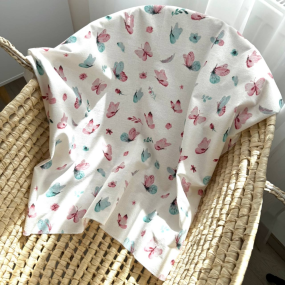 Пеленка Бабочки мята фланель (100х80 см)