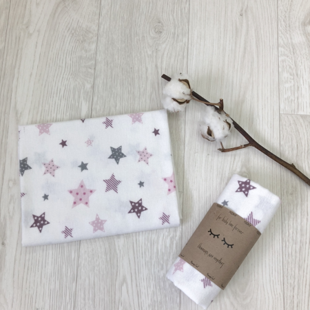 Пеленка Stars фланель (100х80 см) пудра