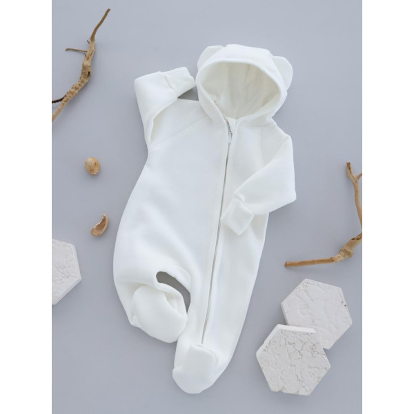 Комбінезон 2315613 молоко (начіс) капюшон, закрита ніжка