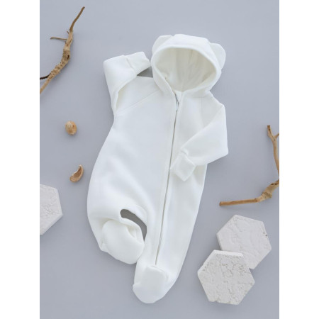 Комбінезон 2315613 молоко (начіс) капюшон, закрита ніжка