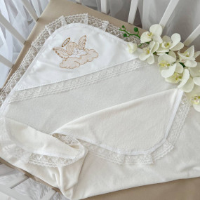 Крижма "Небесний оберіг" молочна махра, 75 на 90 см 2