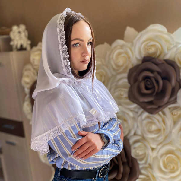 Палантин "Оберіг" взрослый (шифон), белый 80х120 см