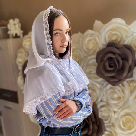 Палантин "Оберіг" взрослый (шифон), белый 80х120 см