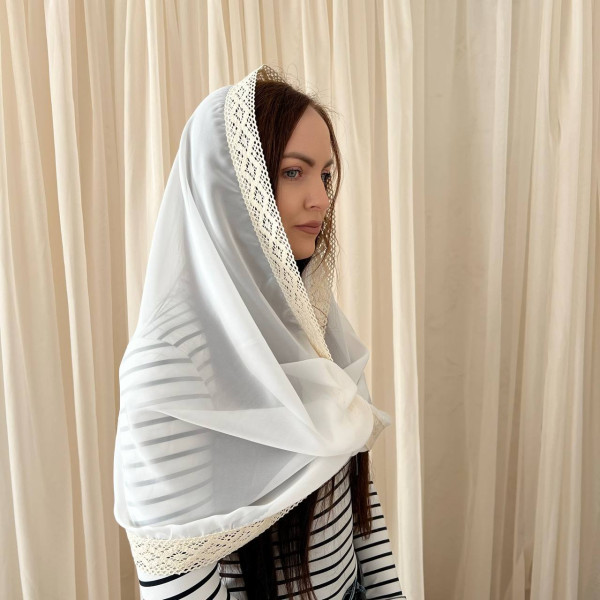 Хомут-снуд "Таємність" взрослый (шифон), молочный 50х110 см Хомут-снуд "Таємність" взрослый (шифон), молочный 50х110 см