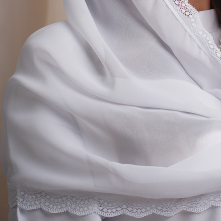 Хомут-снуд "Ніжність" взрослый (шифон), белый 50х110 см