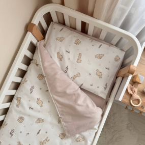 Дитяча постіль - Зайчики з серденьками (3 пр.) фланель