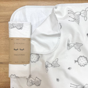 Непромокаюча пелюшка Звірята сірі (50 на 80 см) поплін/мембрана 2