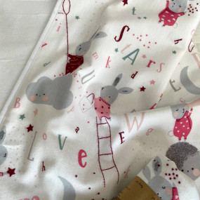 Непромокаюча пелюшка тепла Зайці на драбинці рожеві (50 на 80 2