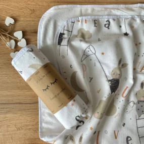 Непромокаюча пелюшка тепла Зайці на драбинці беж (50 на 80 см)