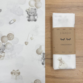 Пеленка бязь Ведмедики на кульці капучино (100х80 см)