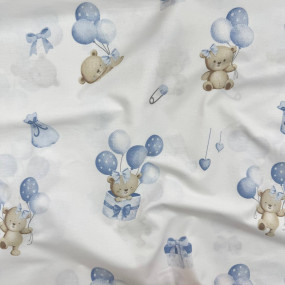 Пеленка бязь Ведмедики на кульці блакитний (100х80 см) 2