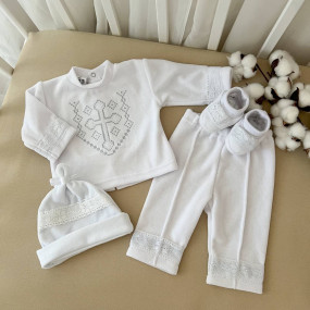 Костюм "Янгол-3 В" д.р. білий (кофта, штани, шапочка, пінетки)