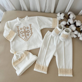 Костюм "Янгол-3 В" д.р. молочний (кофта, штани, шапочка