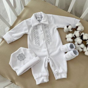 Чоловічок "Ярема В" д.р. білий (велюр) шапочка, пінетки