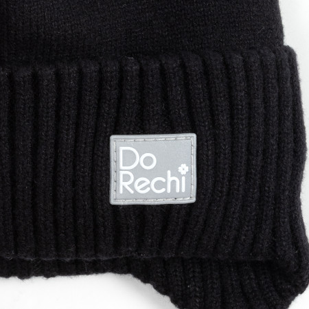 Шапка чорна зимова (меринос) з вушками