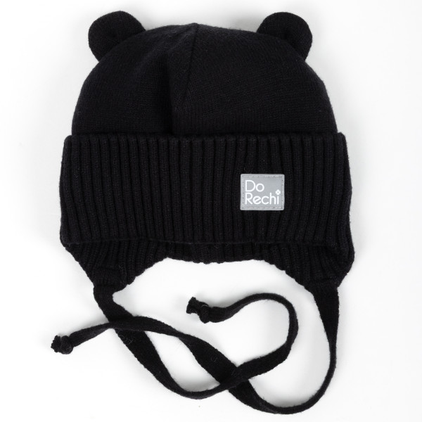 Шапка чорна зимова (меринос) з вушками