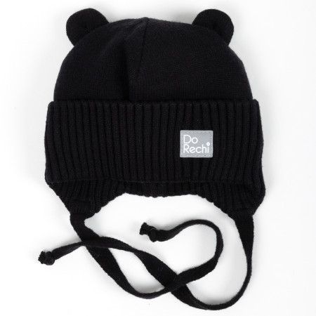Шапка чорна зимова (меринос) з вушками