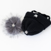 Шапка чорна зимова (меринос) з помпоном
