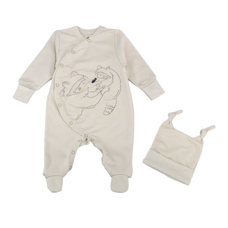 Чоловічок 257601 перлинний (футер) з шапочкою