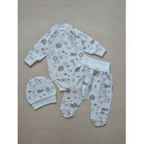 Комплект 13073 "Safari" (боді, повзунки, шапка) футер