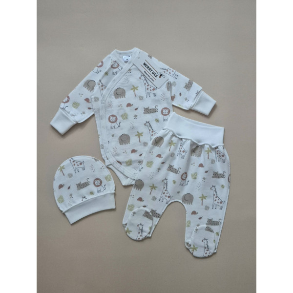 Комплект 13073 "Safari" (боді, повзунки, шапка) футер