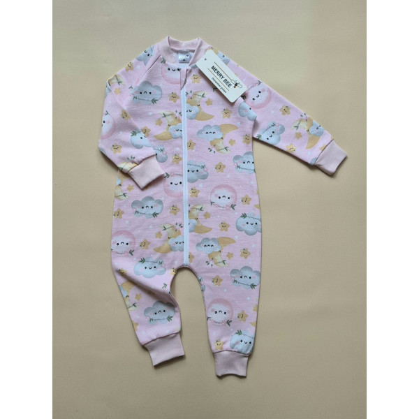 Чоловічок 13079 "Хмаринки" рож. (на блискавці) футер