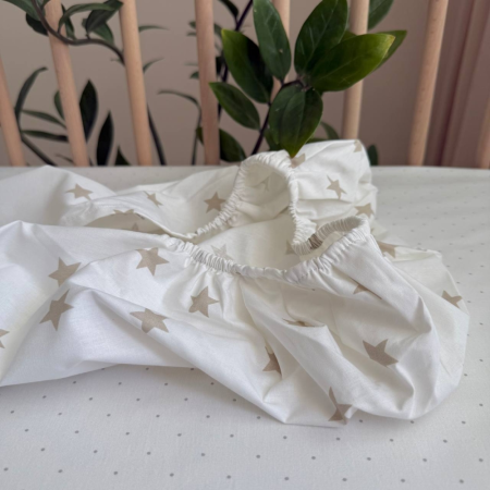 Простинка Зірки великі беж на біл. в коляску (на резинці)