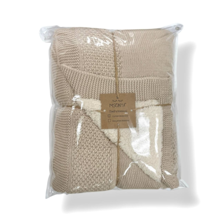 Плед Рогожка-Тедді New пісок (в'язка на махрі) 100х80 см