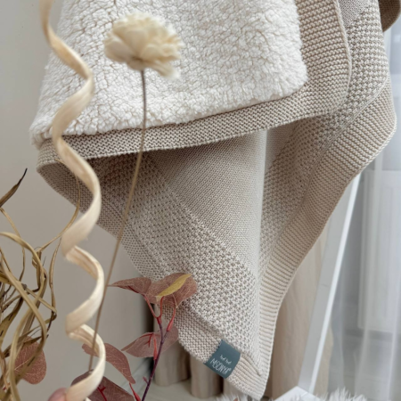 Плед Рогожка-Тедді New пісок (в'язка на махрі) 100х80 см